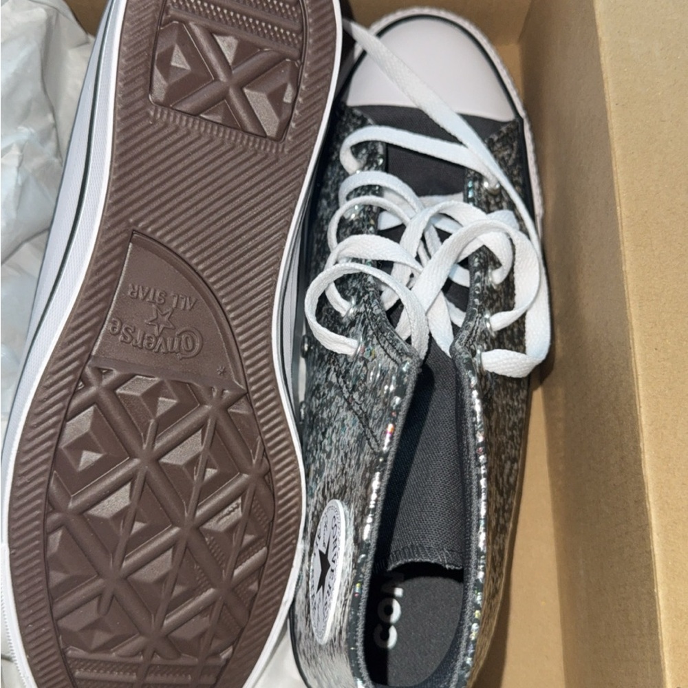 Converse Kids Glitter Sneakers - Black and Silver - Picture 2 of 3